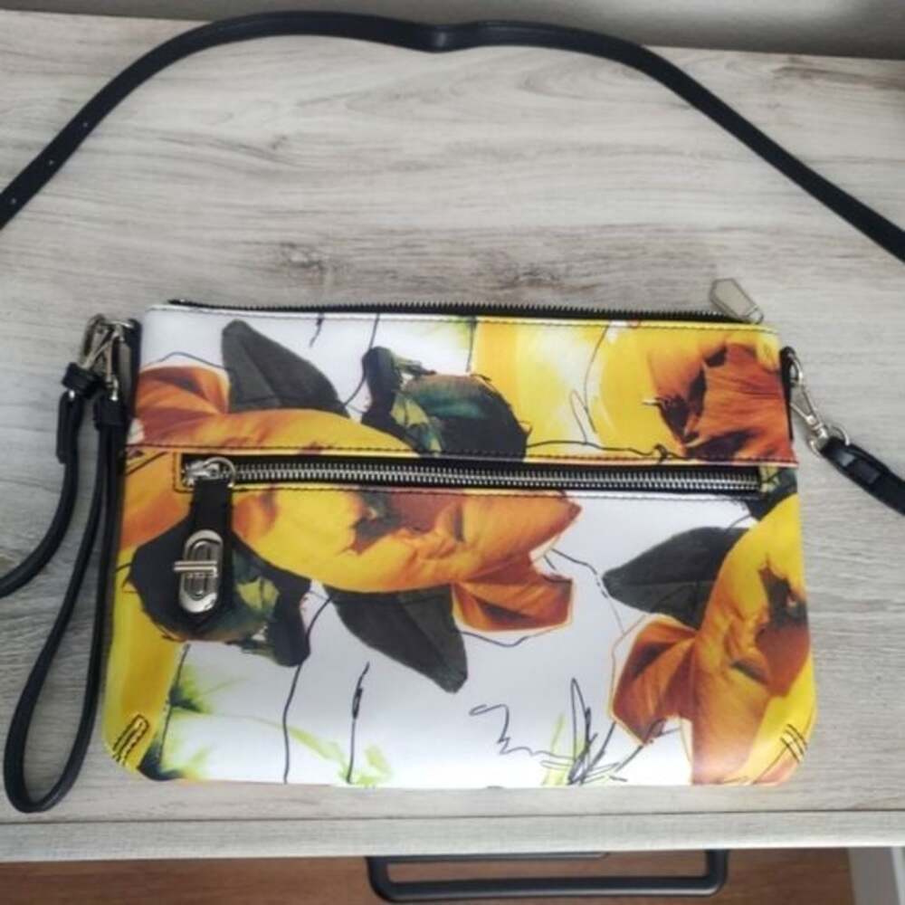 REED Modern American Luxury Yellow Floral Crossbody Bag & Wristlet